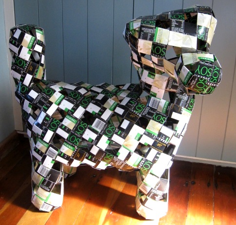 A dog...of sorts.  It's constructed using 100% Tetra-Pak drink containers